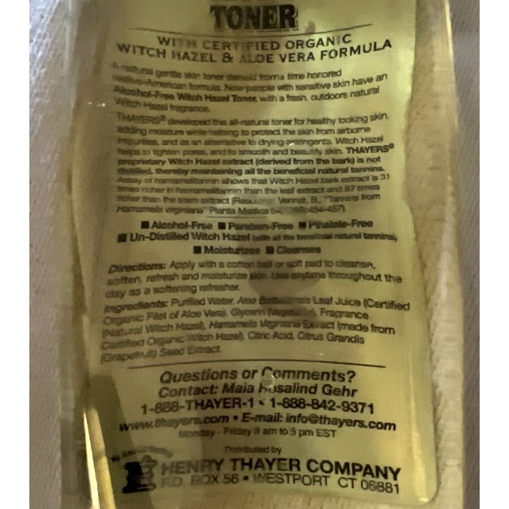 THAYERS Alcohol-Free Toner Original Formula Witch Hazel Aloe Vera Refresh Natura - Picture 2 of 2